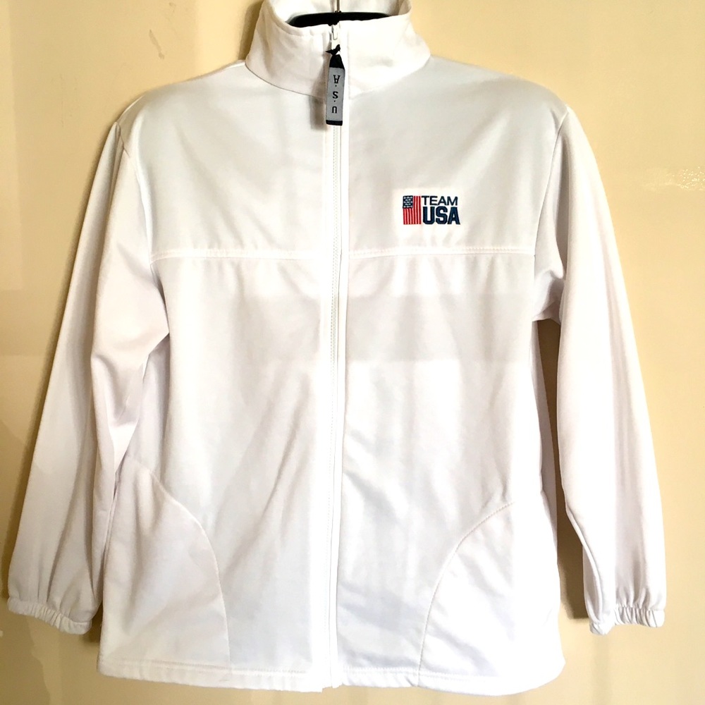 Women’s team USA Olympics white track jacket sz L